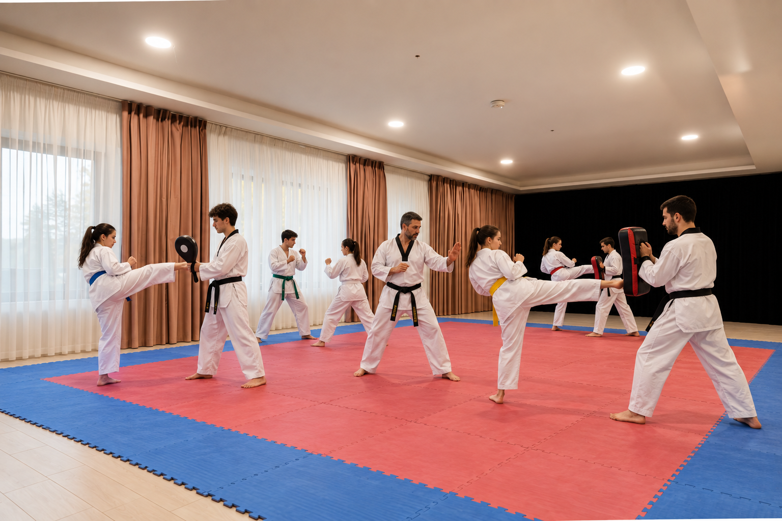 Sala z tatami na obóz karate, judo lub ju-jitsu