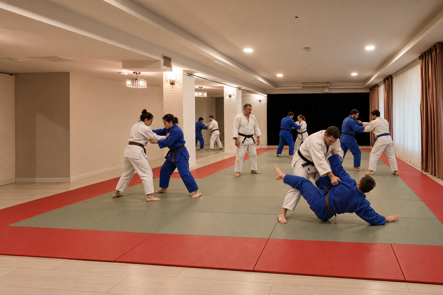 Zajęcia judo na matach tatami w Gwarku