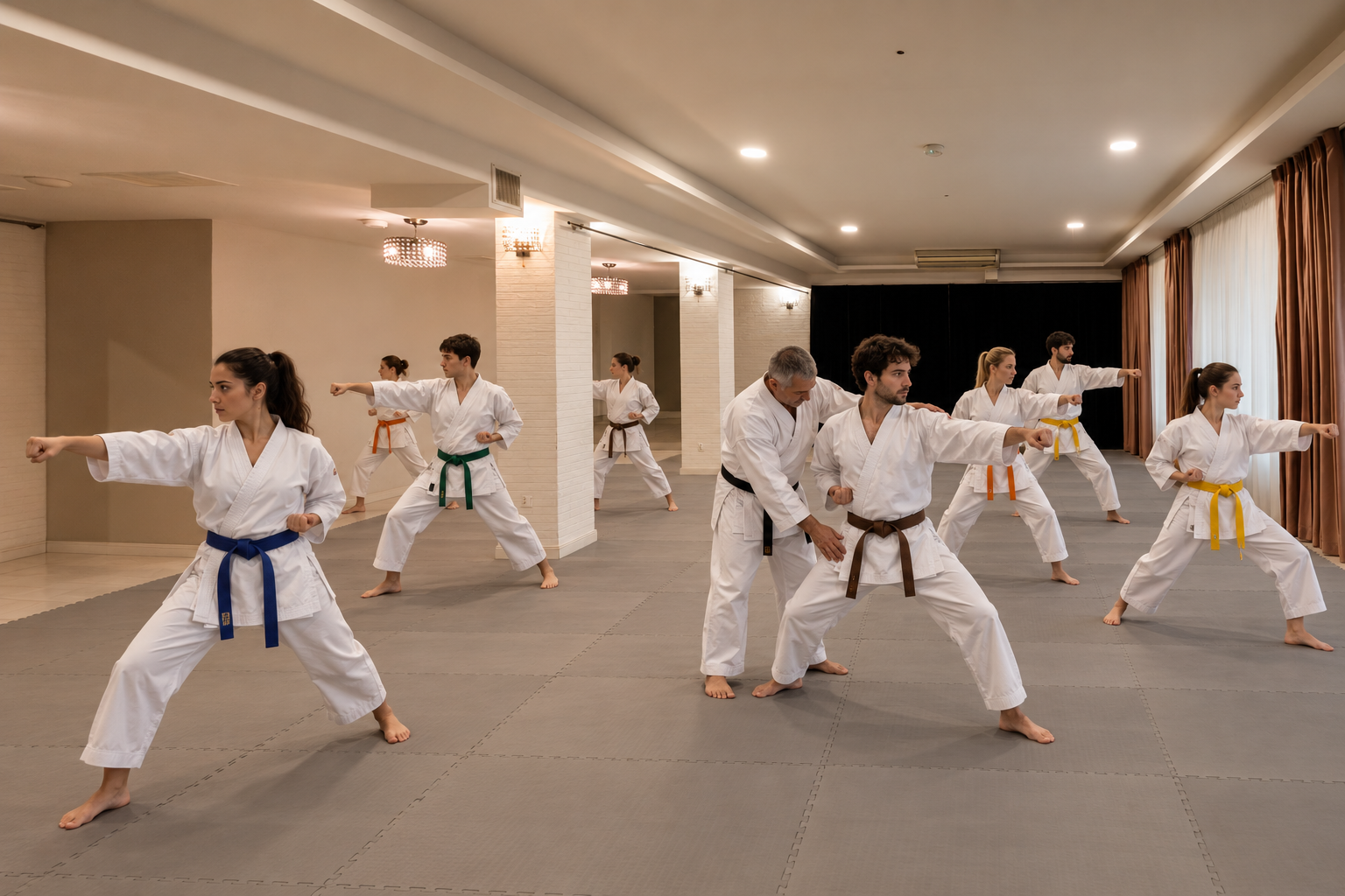 Trening karate podczas obozu na Mazurach