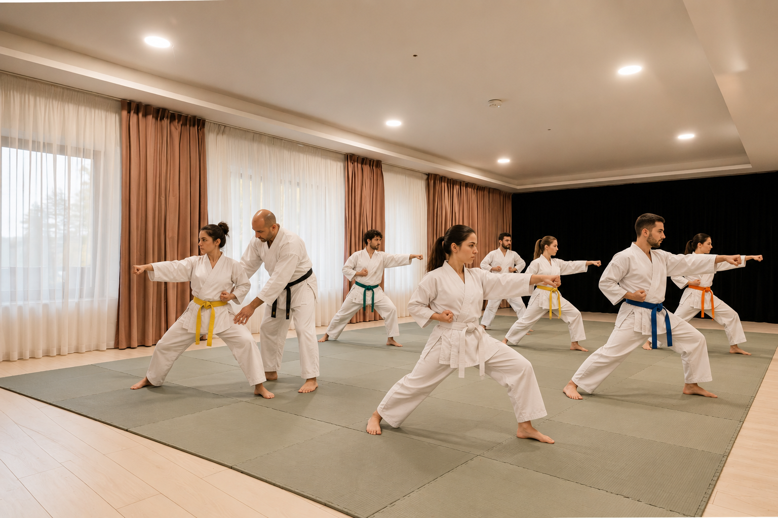 Uczestnicy obozu ju-jitsu podczas treningu
